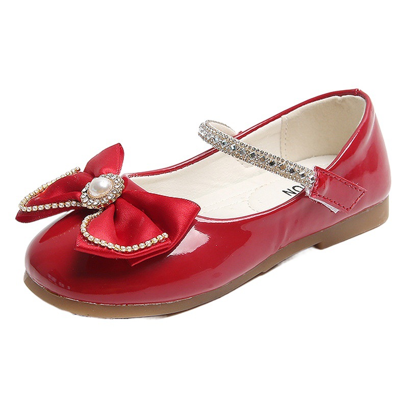 Children's Leather Shoes 2025 Spring and Autumn New Sweet Princess Shoes Children's Bow Small Leather Shoes Soft Sole Baby Toddler