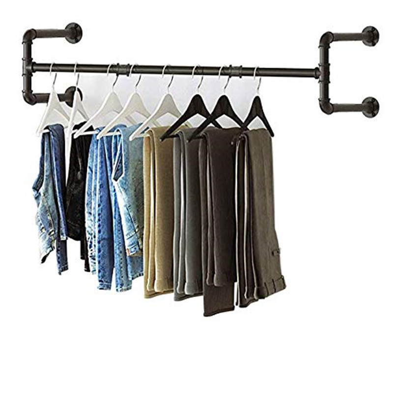 Picture of Industrial Style Metal Wall Hanging Clothes Rack Clothing Store Wrought Iron Coat Rack Clothing Props Old Water Pipe Hanger
