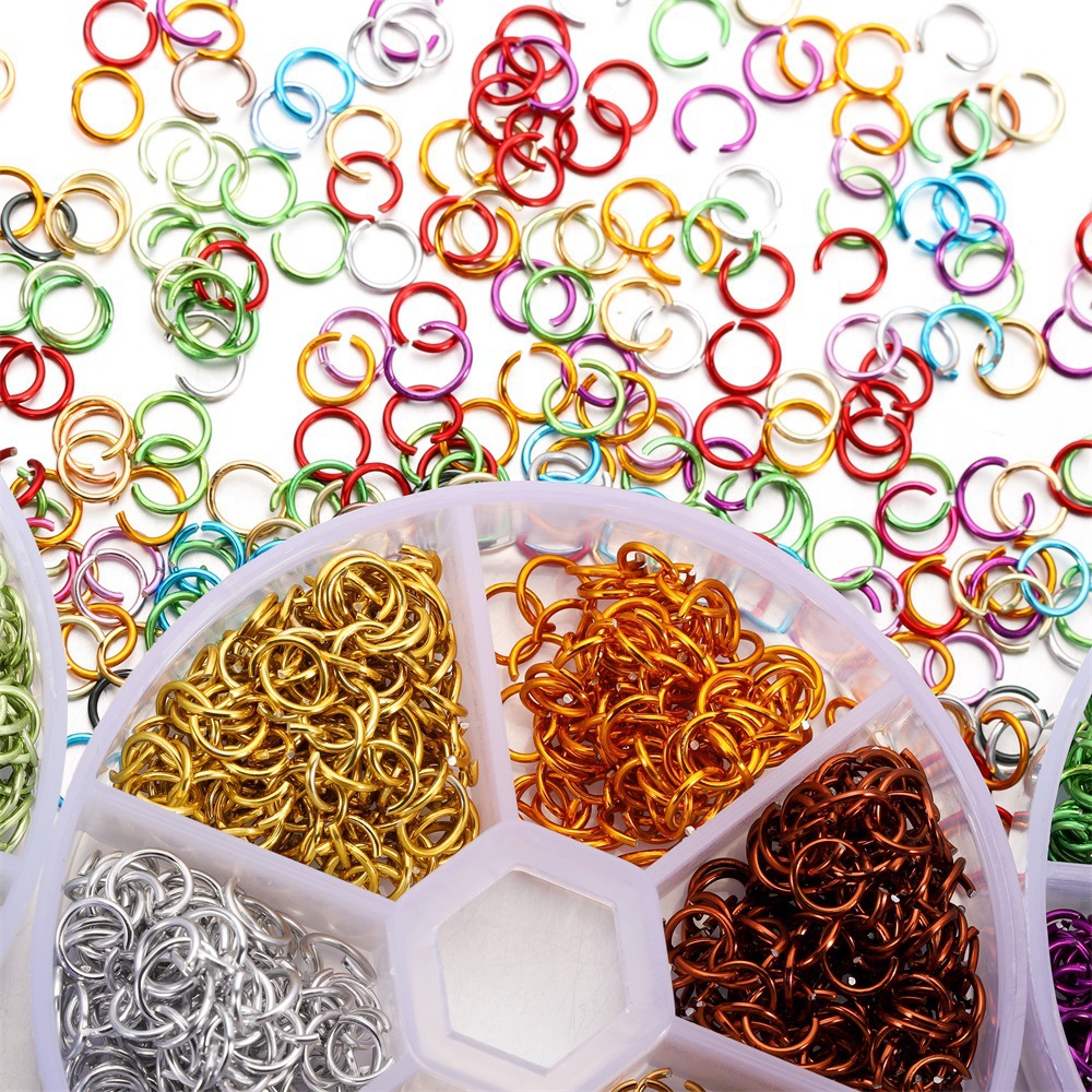 Picture of DIY jewelry accessories jump ring connecting ring open ring 6mm six grid boxed color aluminum ring earrings Accessories Wholesale