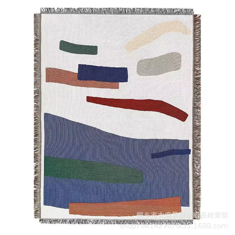 Nordic ins Simple Polyester Cotton Geometric Casual Blanket Tapestry European and American Style Personality Multi-function Sofa Blanket Four Seasons Cover Blanket