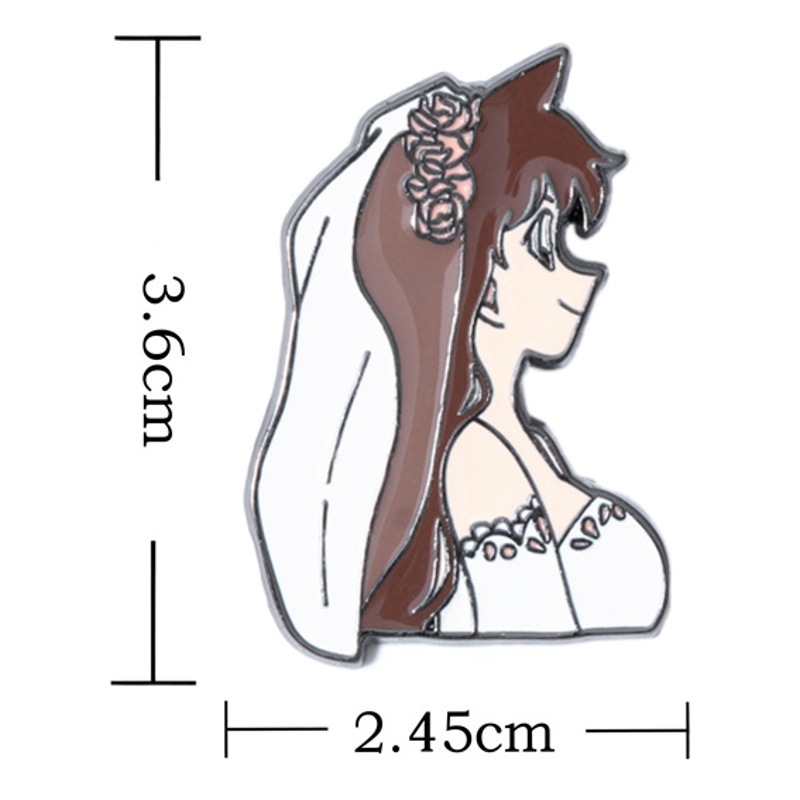 Second Creation Detective Conan New Groom Xiaolan Bride Wedding Gift Wedding Photo Brooch Jewelry Alloy Badge