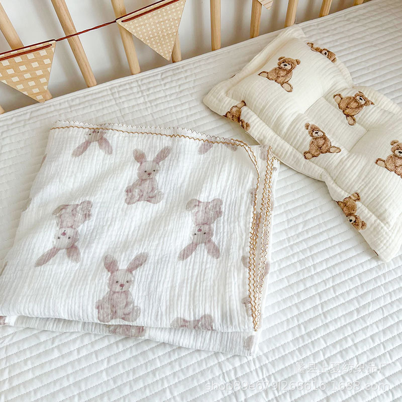 Picture of Baby's 2-layer Summer Thin Cotton Candy Quilt Baby's Air-conditioning Quilt Gauze Soft Summer Blanket Children's Towel Quilt