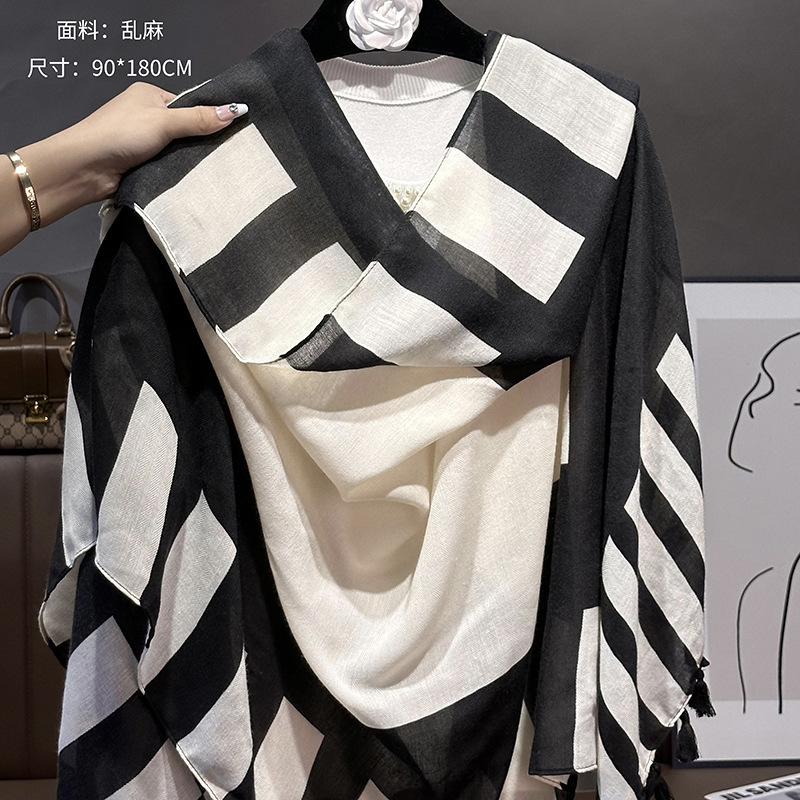Picture of Small Large Scarf Autumn and Winter Women's Cotton and Linen Scarf Summer Lunch Break Air-conditioning Room Shawl Dual-use Travel Scarf Fashion