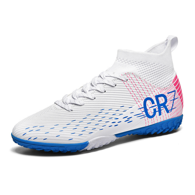 Cross-Border High-Top Football Shoes Cr7Tf Broken Nails Artificial Ag Nail Leather Football Shoes for Boys and Girls Student Training Shoes