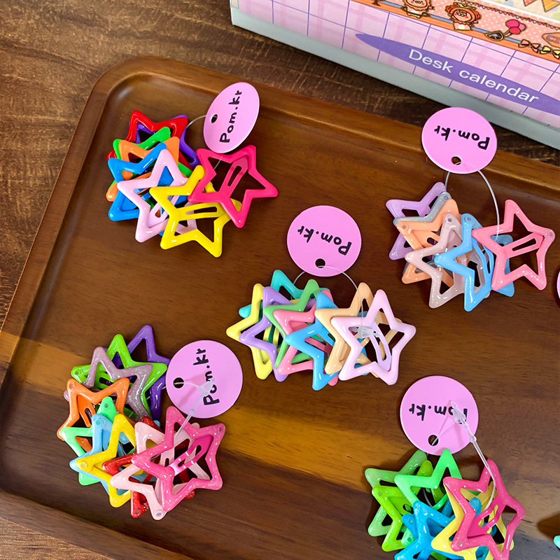 South Korea colorful five-pointed star cute small hairpin dopamine color children Liu Haibao headdress hair accessories side broken hairpin