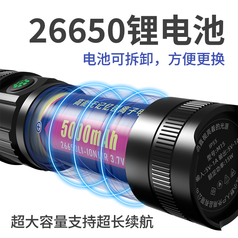 Picture of Factory multi-function rechargeable outdoor light P50 telescopic zoom work light spotlight long shot convenient flashlight strong light