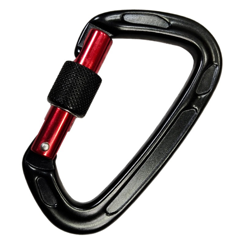 Picture of D-type automatic main lock 25KN aviation aluminum alloy D-type mountaineering buckle outdoor mountaineering automatic buckle rock climbing quick hanging hand lock