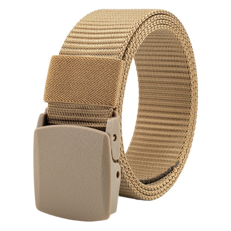 Cross-Border Popular Nylon Belt, Metal-Free Woven Sports Quick-Drying Design, Logo Men's Belt with Hollow Design