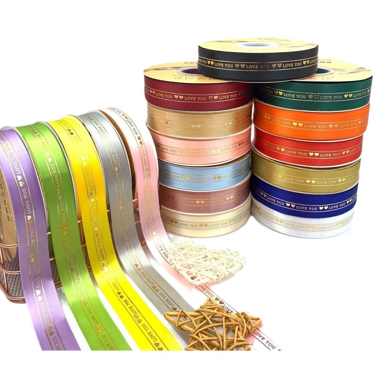 2.5cm hot fix gilding gift box packaging festive ribbon ribbon clothing accessories gift flower packaging