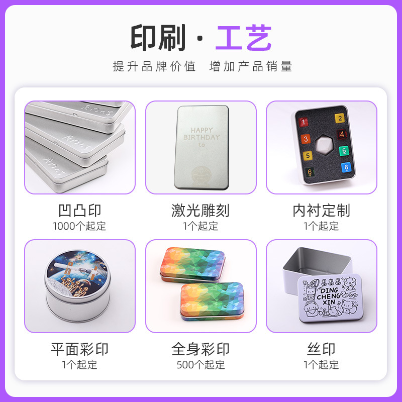 Picture of Rectangular Tinplate Box Essence Beauty Set Metal Frosted Window Iron Box Custom Small Tin Box