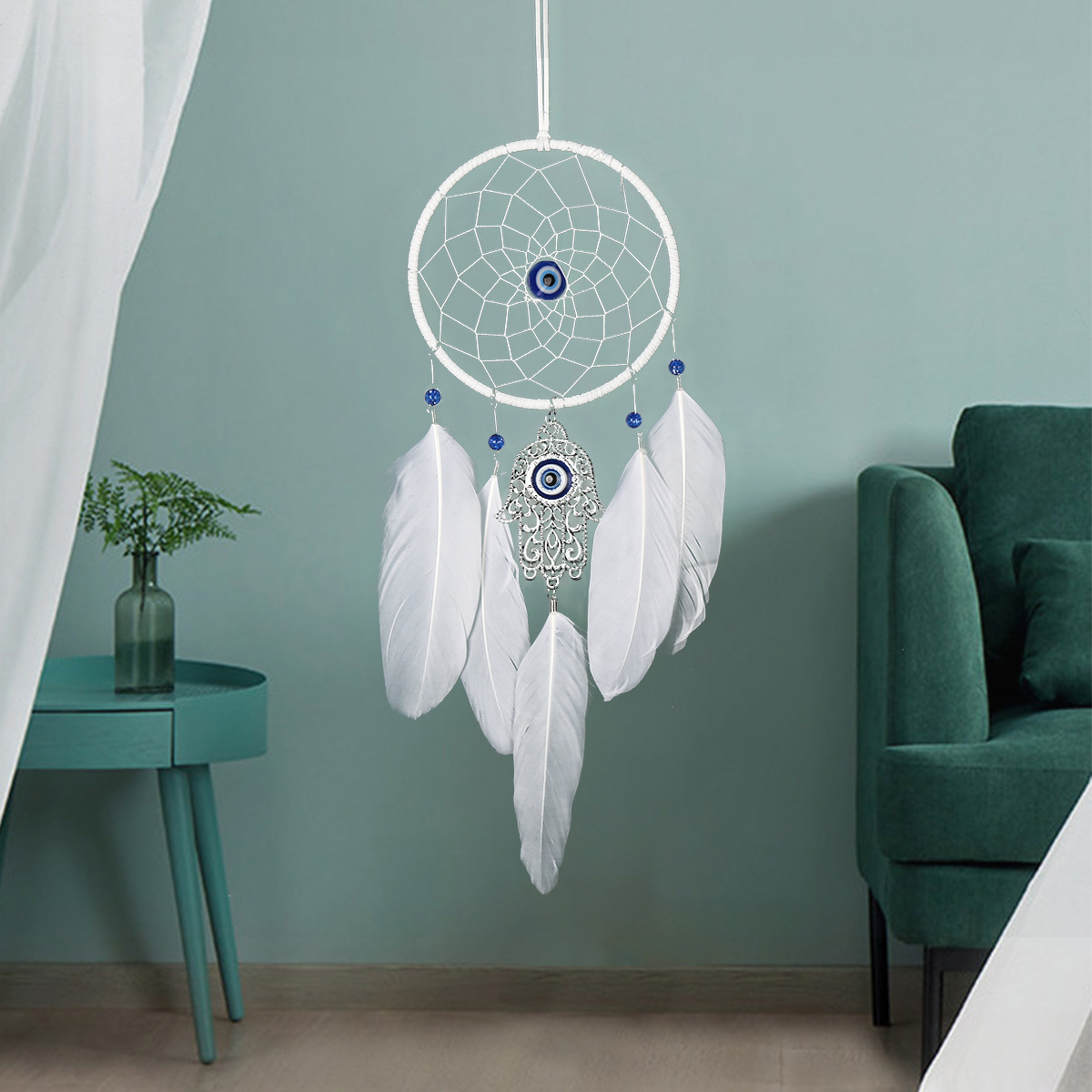 Picture of Devil's Eye Palm Pendant Dream Catcher Pendant Room Layout Hanging Ornaments Hand-woven Creative Birthday Gift