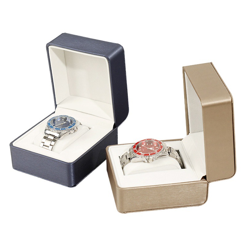 Rounded Corner Pu Leather Watch Box Brushed Watch Display Storage Box Flip Watch Clock Packaging Box Spot Wholesale