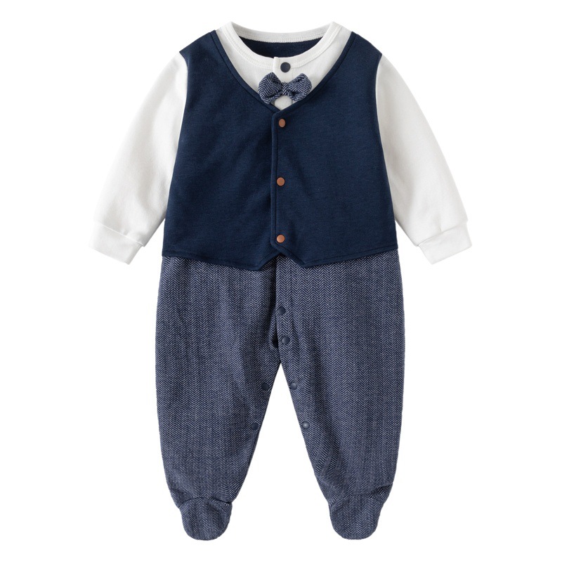Baby Dress Long-sleeved jumpsuit Gentleman Full Moon Hundred Days Ha Clothes Spring and Autumn Baby Year Old Banquet Newborn Climbing Suit