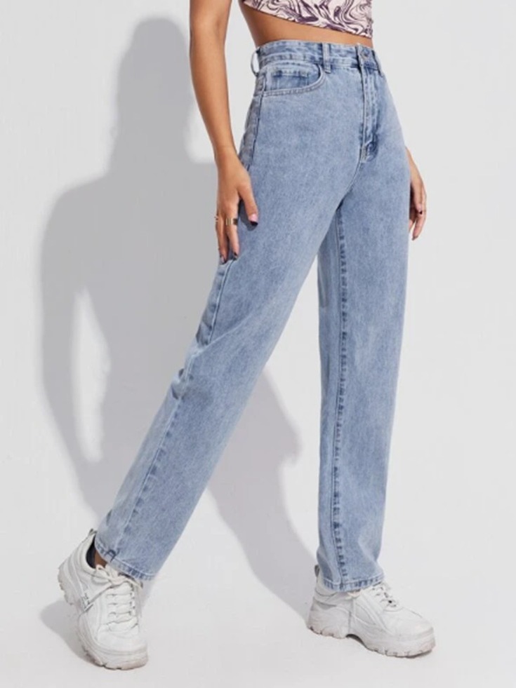 Cross-border foreign trade women's clothing Amazon independent station high waist jeans 2023 autumn and winter New loose wide leg trousers