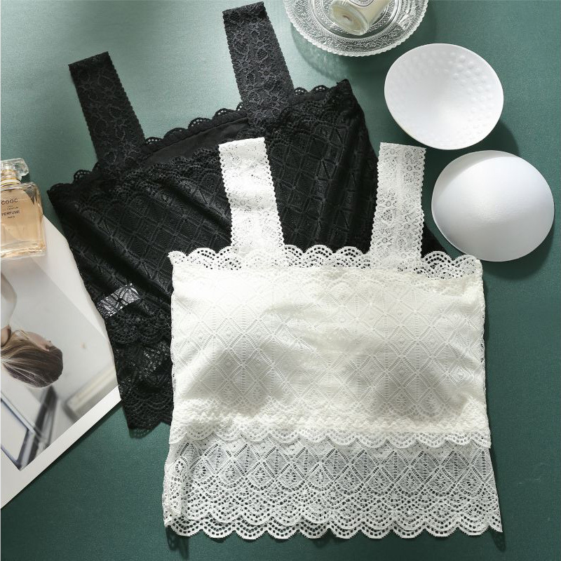Picture of 2023 New Style Lace Back Lace Sling Breast Wrapping Base All-match Sexy Navel Anti-light Tube Top Women