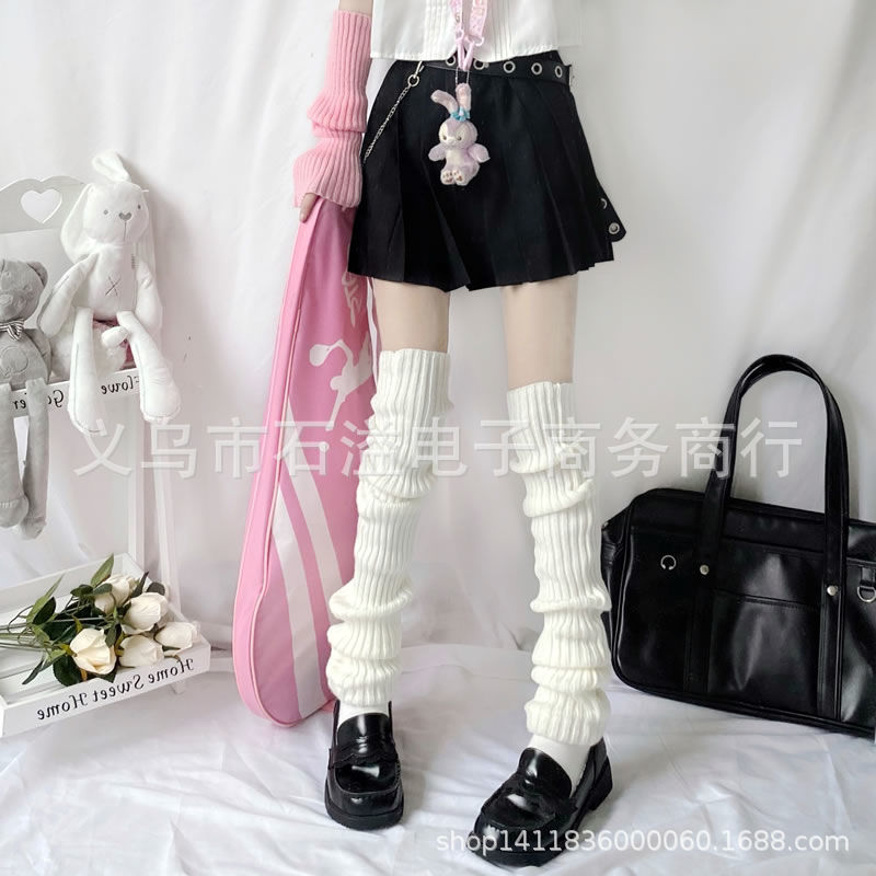 70cm yoga socks factory direct fluorescent bright color wool leg knitted foot cover piled socks warm foot cover