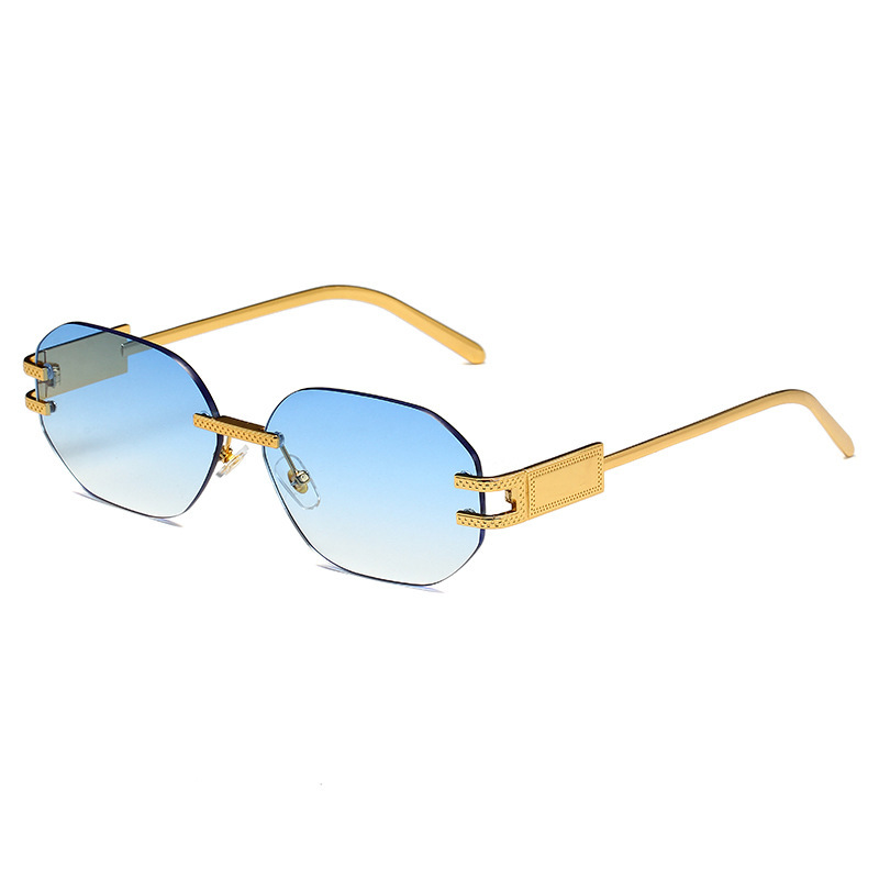 Picture of Cross-Border New Ins Style Frameless Cut-Edge Sunglasses Polygonal Fashion Internet Celebrity Sunglasses Women's Trendy Street Style Sunglasses