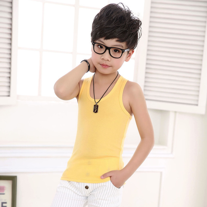 Picture of Children's Cotton Boys' I-shaped Hurdle Girls' Small Camisole Underwear Summer Girls' Undershirt