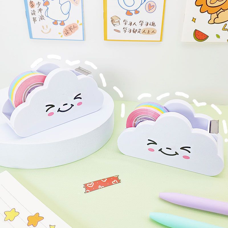 Picture of Rainbow tape cloud cutter student journal tape cutting machine creative student stationery office tape Holder