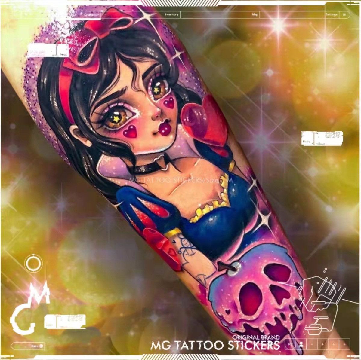 Picture of Diablo Tattoo Sticker Women's Waterproof Lasting European and American Violence Lori ins Cute Cartoon Flower Arm Non-Reflective Anti-Han