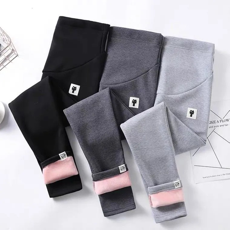 Picture of Maternity Wear Autumn and Winter fleece-lined Warm High Waist Abdominal Pants Spring and Summer Slim-fit Leggings Fleece-free Outer Wearing Elastic