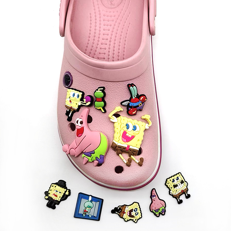 Picture of 10-Piece Set of Cute Spongebob Cartoon Clogs Shoe Charms DIY Shoe Accessories Decorative Buckles