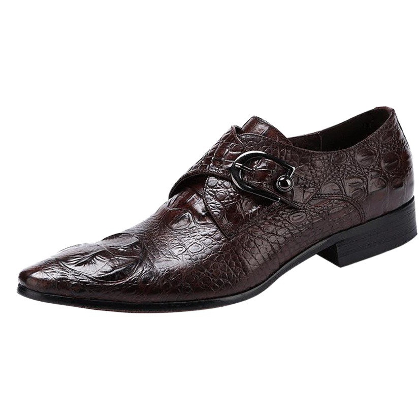 [Big Promotion] Crocodile Pattern Leather Shoes Cowhide Genuine Leather Buckle New Men's British Business Large Size Shoes Formal Men's Shoes