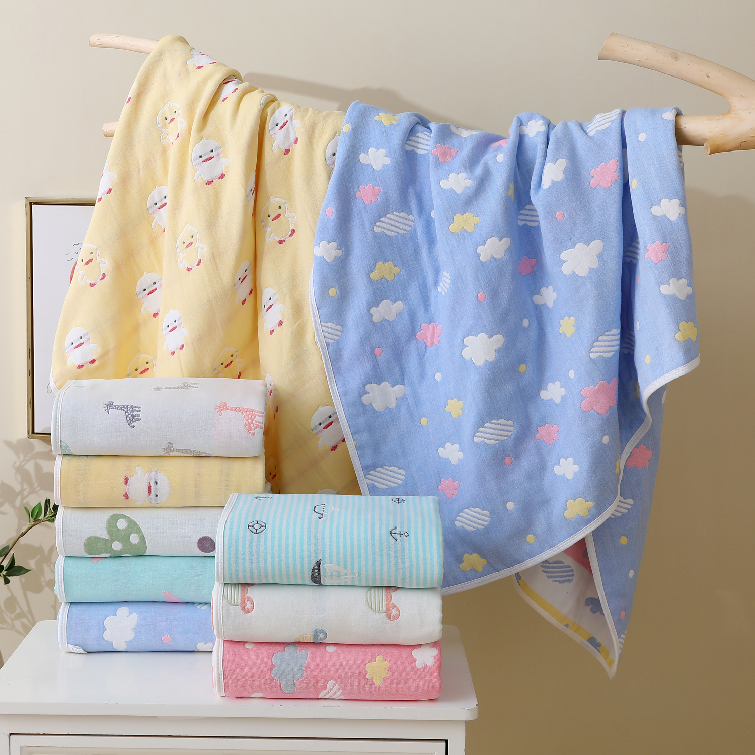 6 layer cotton gauze class a baby quilt kindergarten baby thick warm students nap blanket cross-border wholesale