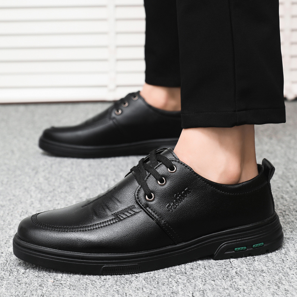 Men's Leather Shoes New Simple British Style Fashion Work Shoes Comfortable Soft Sole Foreign Trade Casual Leather Shoes for Men