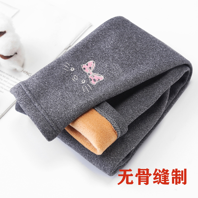 Picture of Autumn and winter Korean girls' leggings plus velvet padded boneless sewing rubber band mid-waist pants wholesale generation