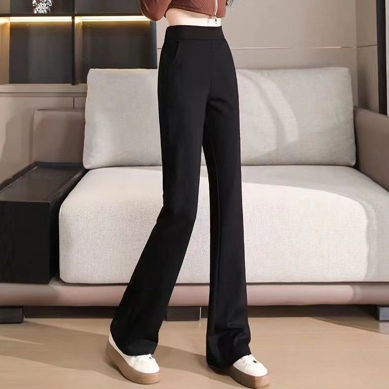 2024 New Black Casual Pants Women's Autumn High Waist Slim-Fit Slimming Flare Pants for Middle-Aged Women's Pants