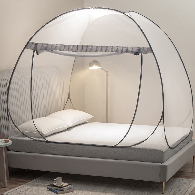 Mosquito Net Mongolian Yurt Installation-Free Encryption Household Indoor Dormitory Baby Drop-Resistant Steel Wire Zipper Foldable Tent