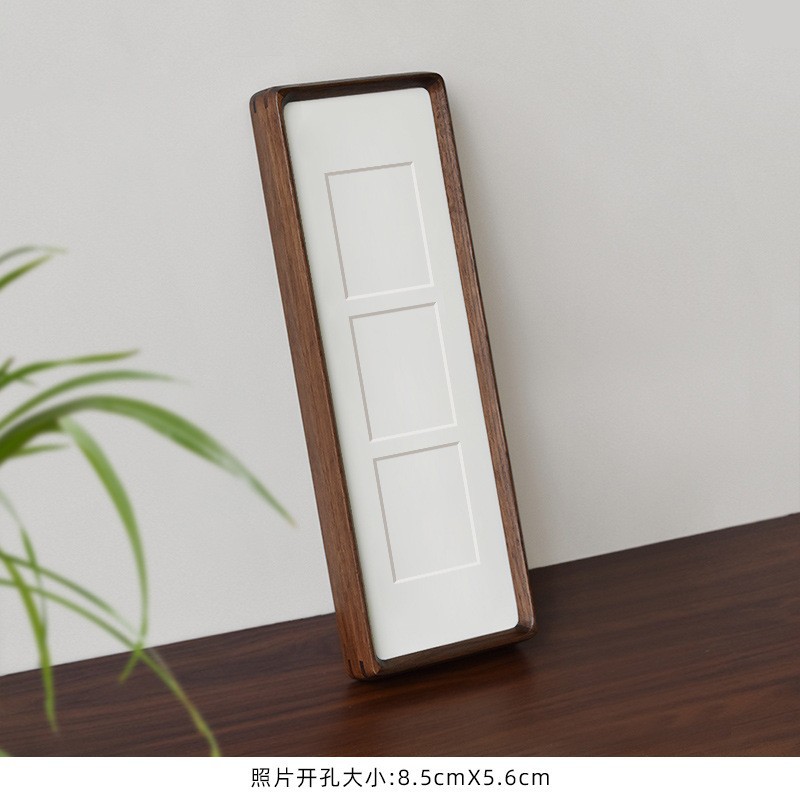 Picture of Solid Wood Photo Frame with Mortise and Tenon Joints, Long Strips with Rounded Corners and Beveled Edges, Combination Wedding Couple Desktop Creative Display Stand Wholesale Wedding Picture Frame