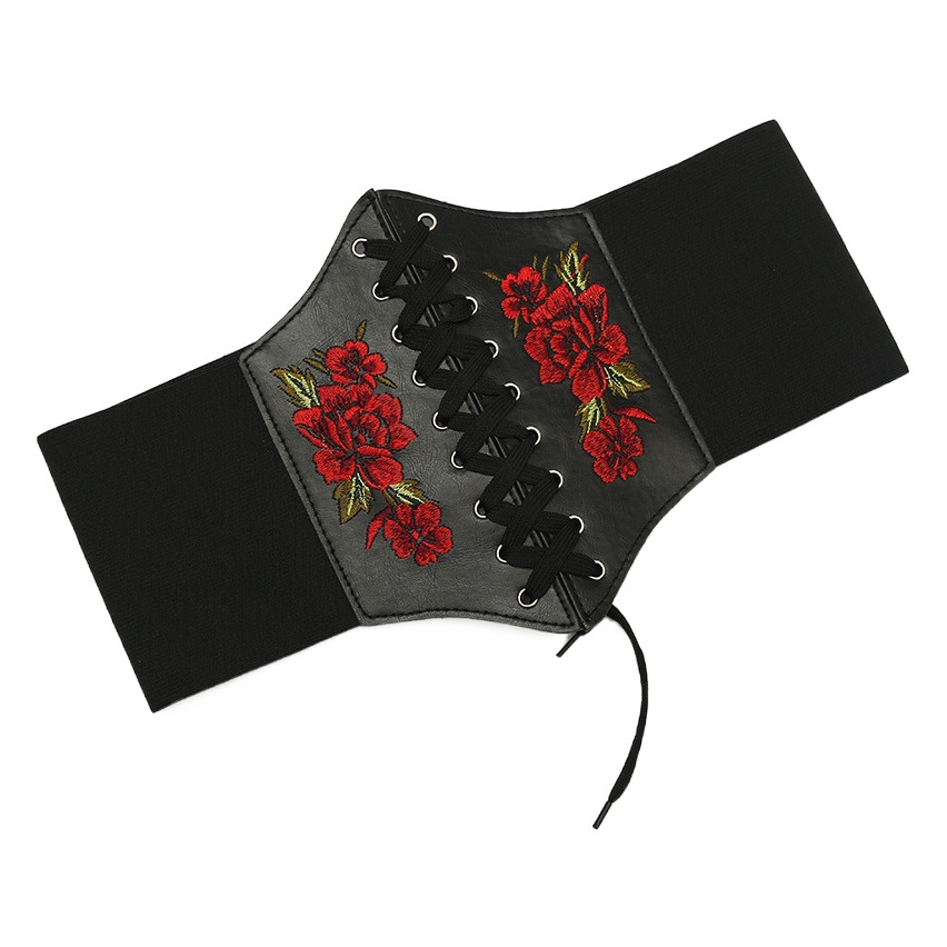 New Arrival Waist Women's Super Wide Court Style Waist Seal Tie Belt Bow Chain Embroidery Slim-Fit Loose Waist Seal Belt
