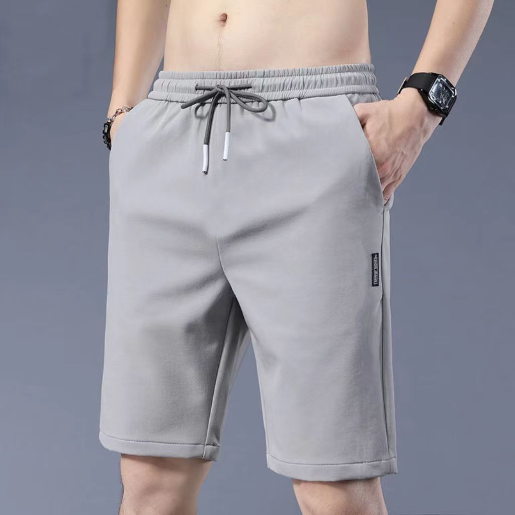 Shorts Men's Summer Thin Ice Silk Casual Pants Korean Style Trendy Loose All-match Solid Color Pants with Loose Waist