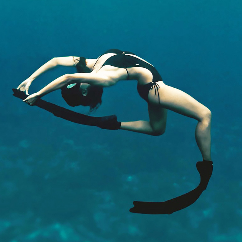 Picture of wave new men's and women's free diving PP flippers fishing and hunting frog shoes TPR comfortable flexible lightweight swimming long flippers