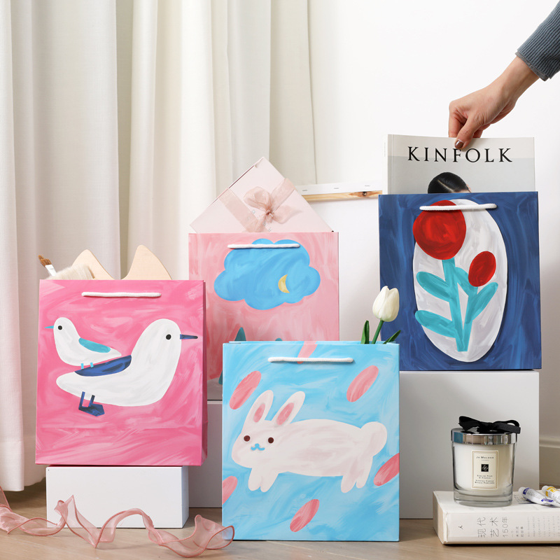 Cartoon handbag cute animal rabbit gift bag shopping bag ins style gift bag portable paper bag