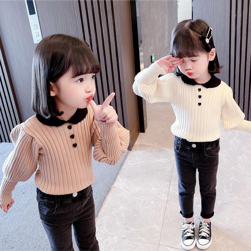 Children's Spring Clothing 2024 Spring and Autumn New Style Personalized Pullover Tops Baby Girls Fashion Bottoming Shirts Knitted Children's Clothing