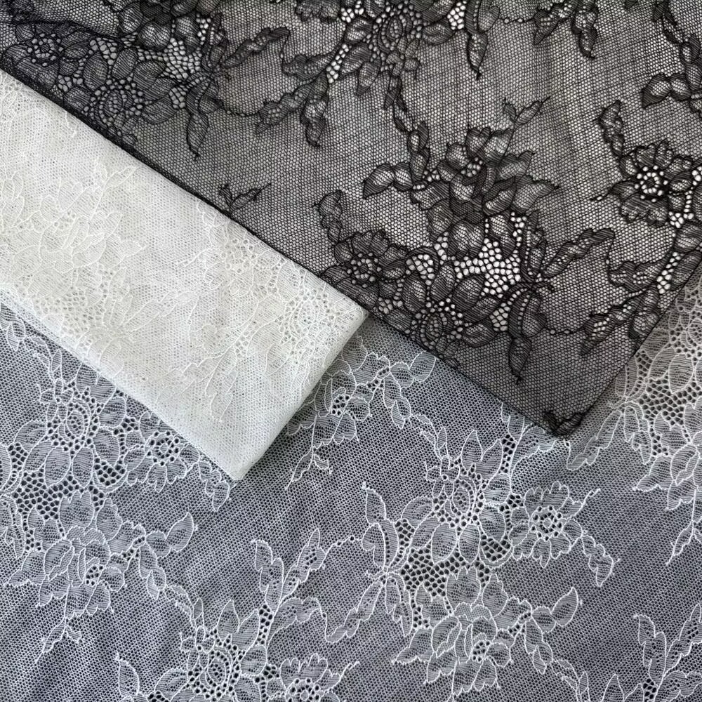 In-stock wholesale 75g nylon stretch cut lace fabric, underwear, tops, dresses, qipaos, lace fabric