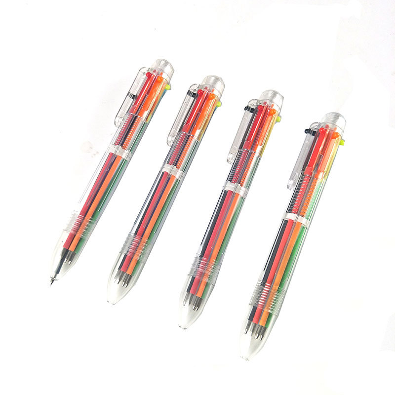 Picture of South Korea creative press multi-color ballpoint pen transparent color pen 6 color pen student stationery prizes wholesale