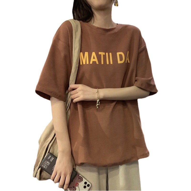 Picture of Summer Korean Women's Clothing New Letter Short-Sleeved T-Shirt Women's Loose Student Bottoming Shirt Top Clothing Supply Wholesale