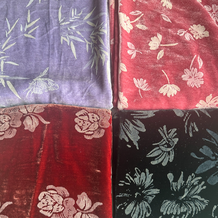 Picture of Silk Velvet Burnt Flower Fabric Jock Velvet Burnt Flower Fabric National Style New Chinese Style Dress Cloak Cheongsam Suit dress