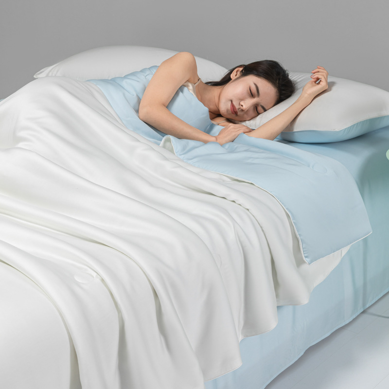 Picture of Class a Washed Ice Silk Summer Quilt Four-Piece Set of Summer Cool Quilt That Can Sleep Naked, Embroidered Air-Conditioned Quilt, Cool Silk Summer Thin Quilt
