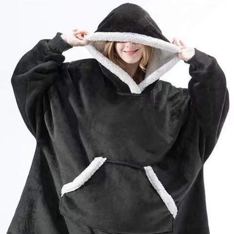 Lazy Pullover Pajamas Warm Clothes Flannel TV Blanket Hug Hoodie Cold-proof Warm Nightgown Home Clothes