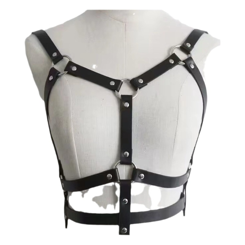 Hot-selling belt accessories with adjustable punk metal pin buckle leather belt restraint strap chest strap SY-45