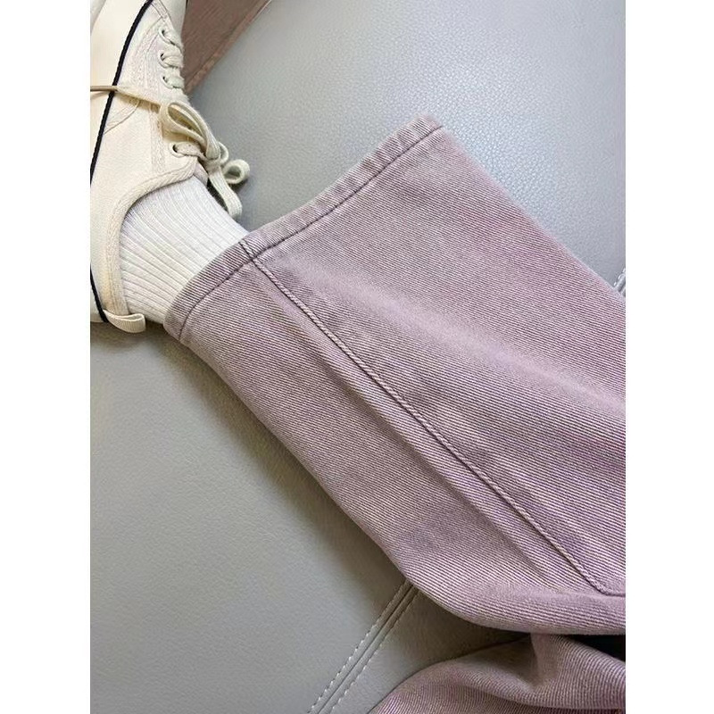 Small Size Old Purple High Waist Jeans Women's Straight Loose Slimming Harajuku Wide Leg Pants 2024 Korean Casual