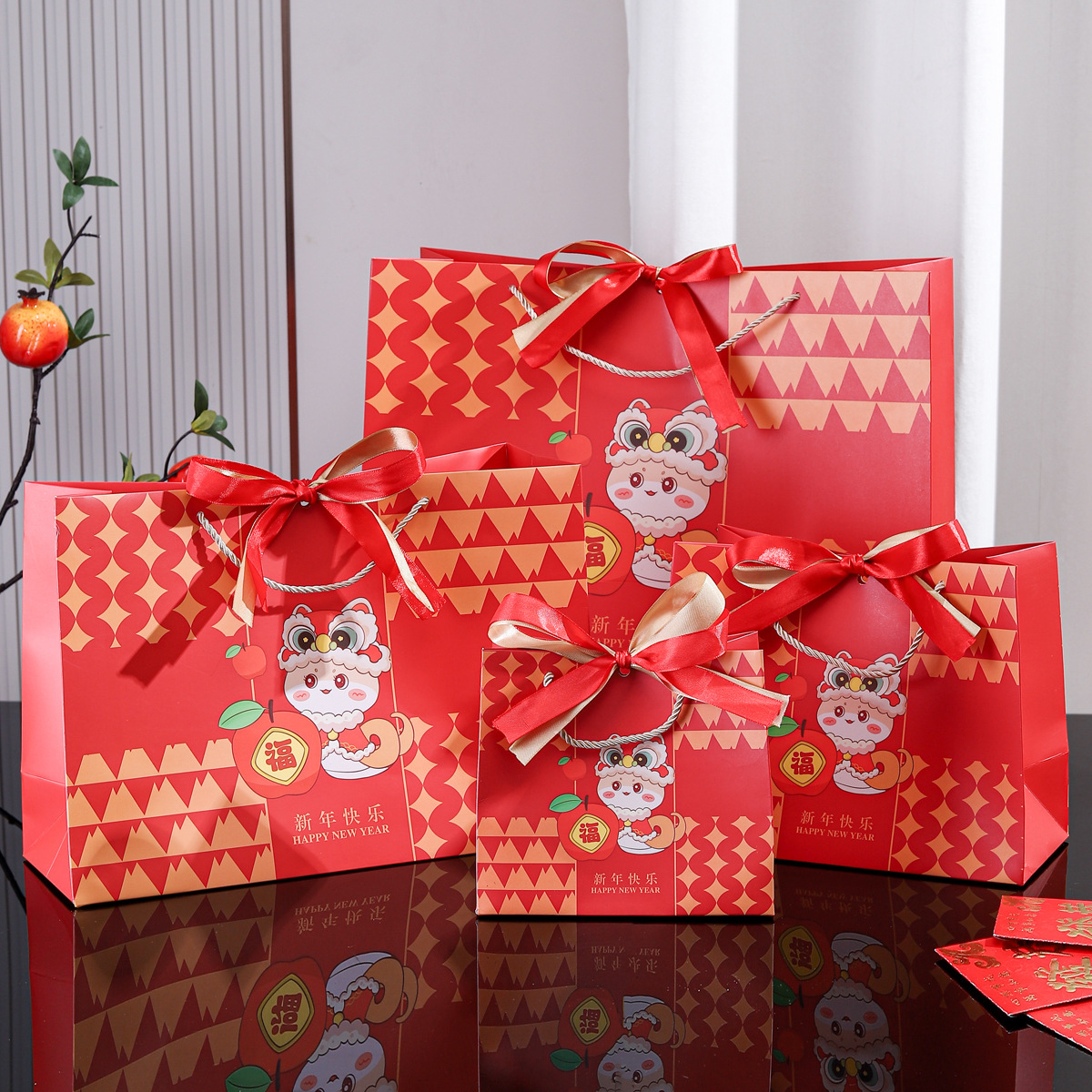 Year of the Snake Gift Bag New Year Gift Packaging Bag Red Gift Bag Universal Gift Gift Bag Send Ribbon