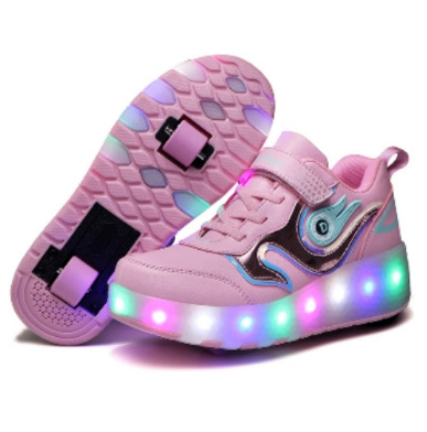 Picture of Cross-border foreign trade heywalk shoes for boys and girls four-wheel double-wheel LED flashing light luminous automatic invisible pulley skates