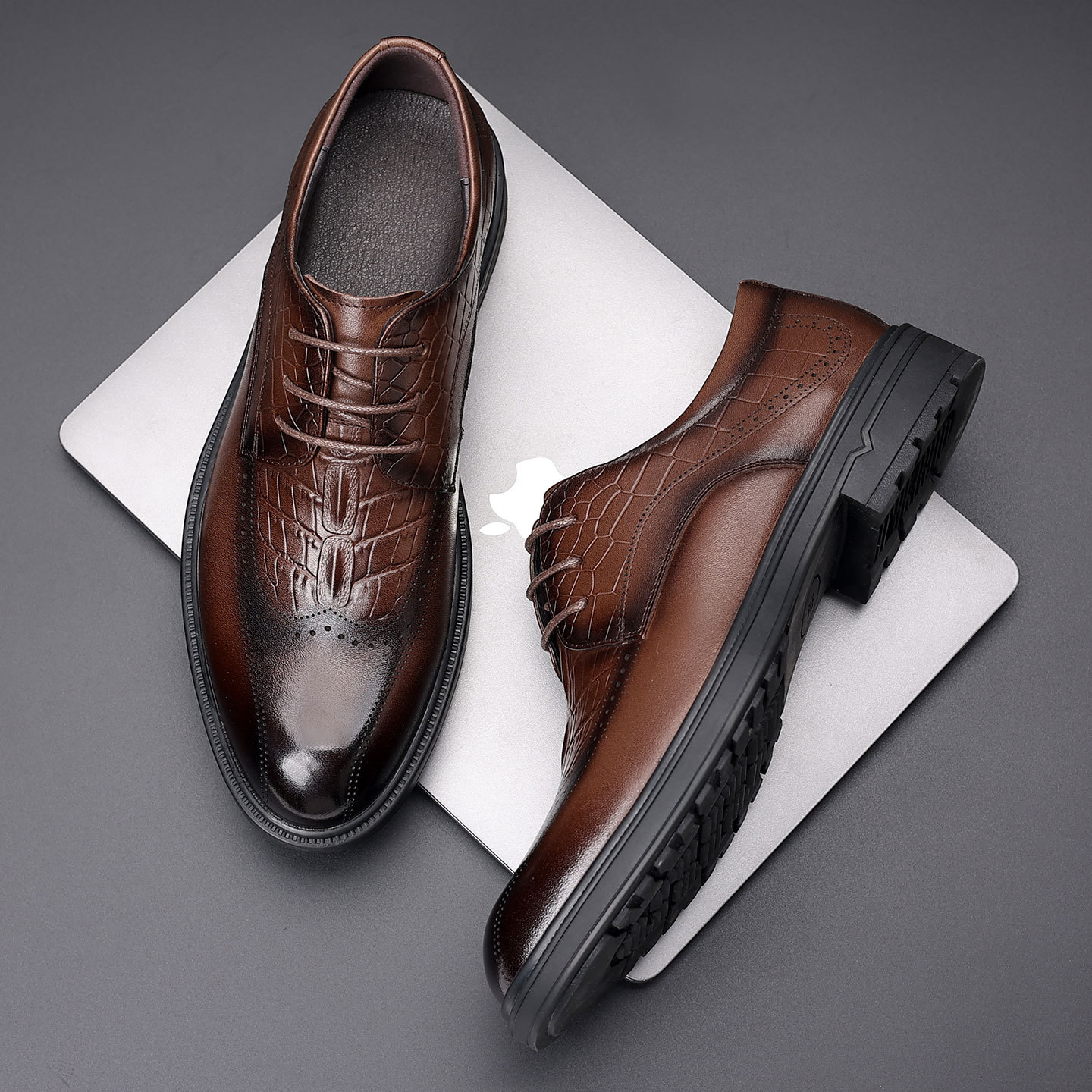 Men's leather shoes 2025 new top-grain cowhide shoes, men's high-end formal business block men's shoes, youth style