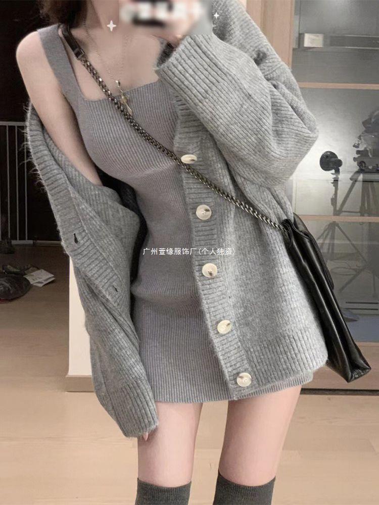 Picture of Hip-Hugging Dress for Women 2026 New Style Petite Pure Desire Style Core-Spun Yarn
